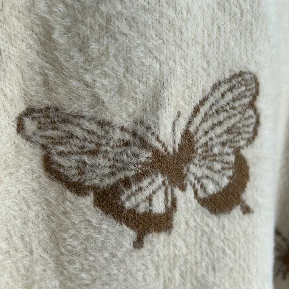Sioni Butterfly Print Cream & Brown Mock Neck Sweater New With Tag Extra Large - Picture 7 of 16